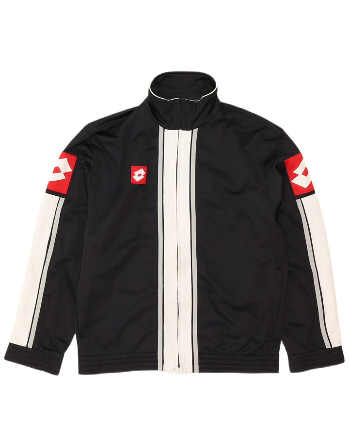 Lotto Mens Tracksuit Top Jacket Medium Black Colourblock Polyester