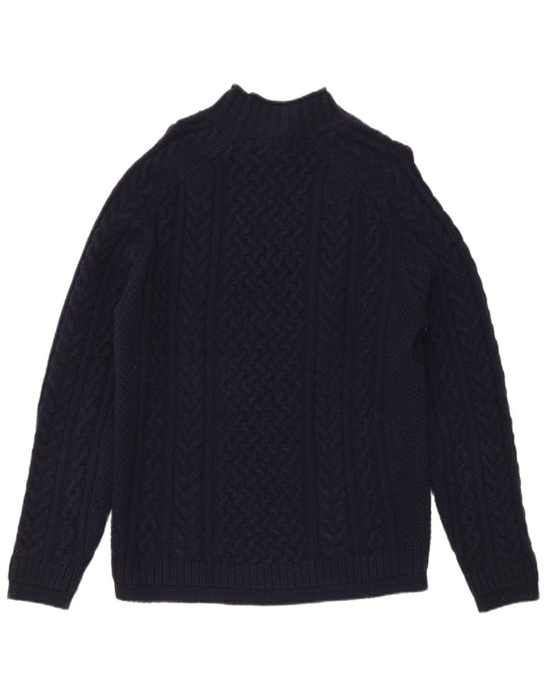Massimo Dutti Dame Turtle Neck Jumper Sweater UK 16 Large Navy Blue Wool
