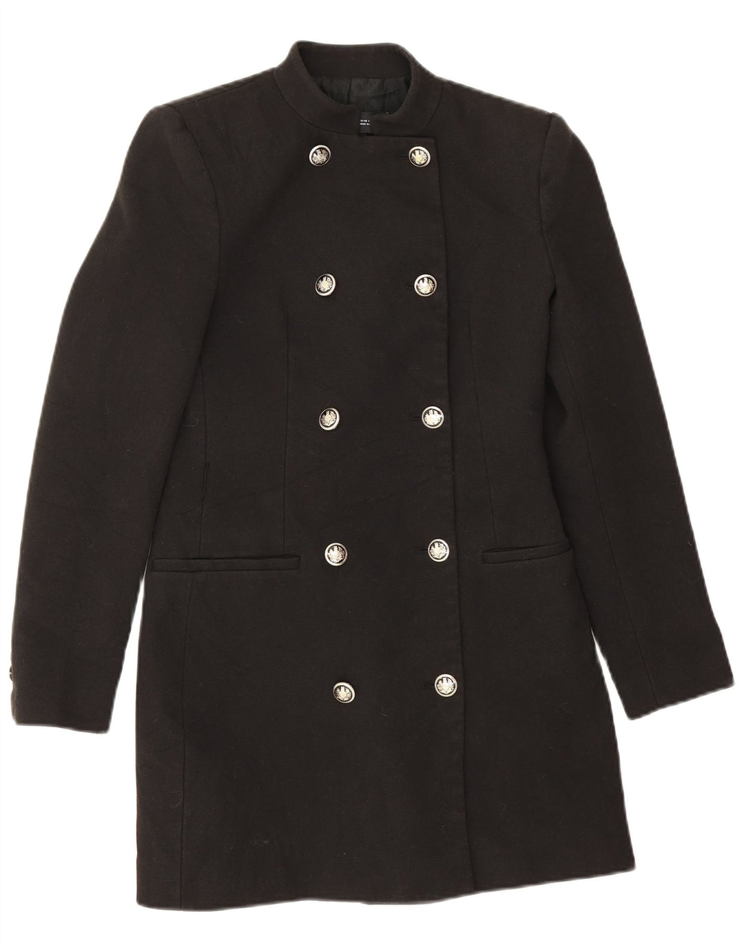 Zara Γυναικείο παλτό με διπλό στήθος UK 6 XS Μαύρο