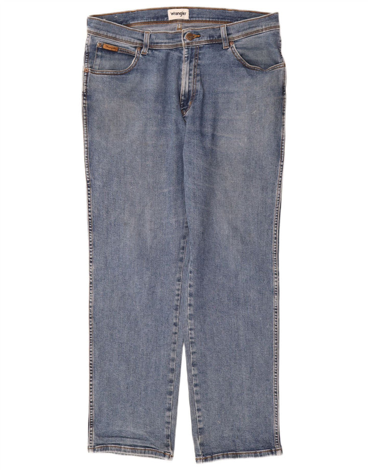 Wrangler Mens Texas Straight Jeans W38 L32 Blue Cotton