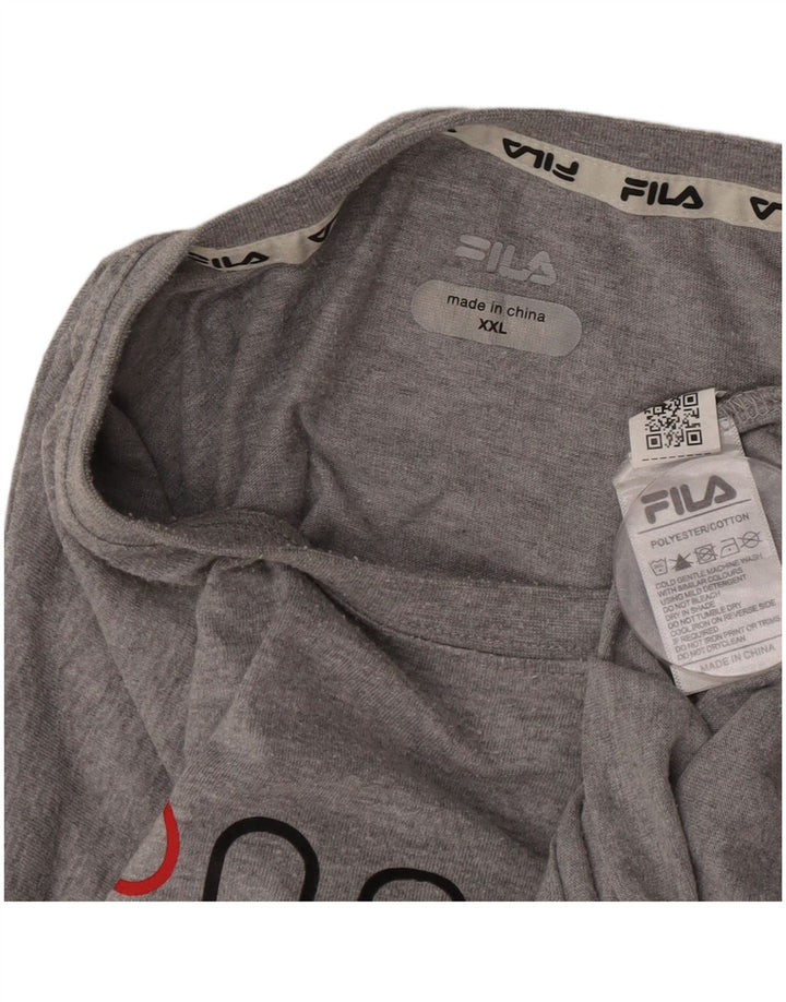 Fila Mens Graphic T-Shirt Top 2XL Grey Flecked Polyester