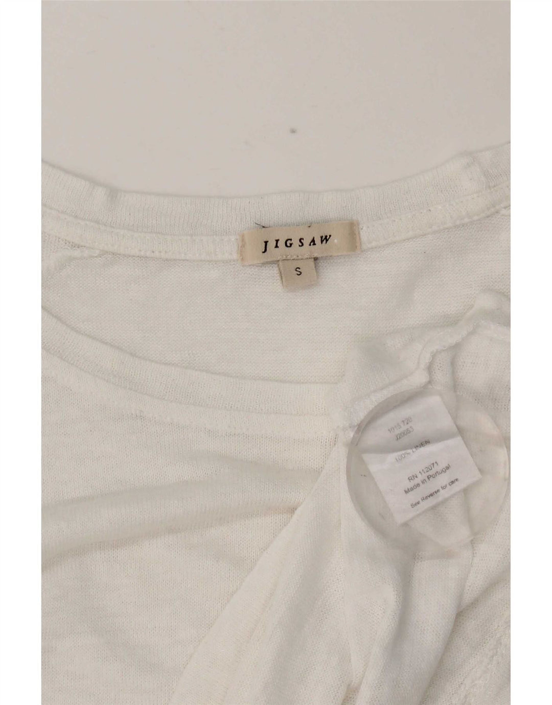 Jigsaw Top da donna manica 3/4 UK 10 piccolo lino bianco
