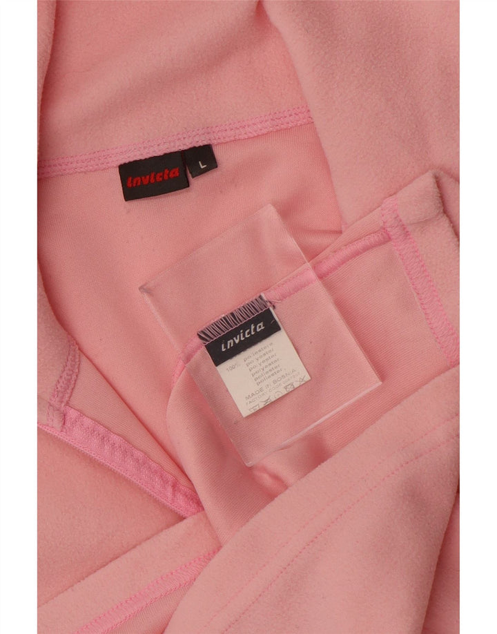 INVICTA Womens Zip Neck Fleece Jumper UK 16 Large Pink Polyester