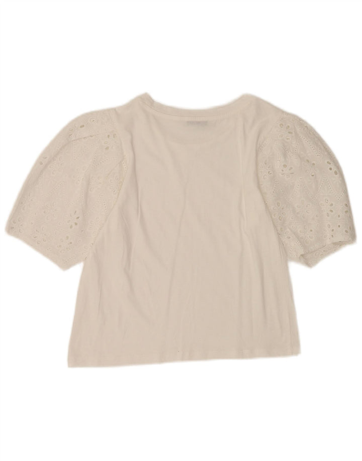 Zara Damen Crop Bluse Top UK 10 Small Weiß