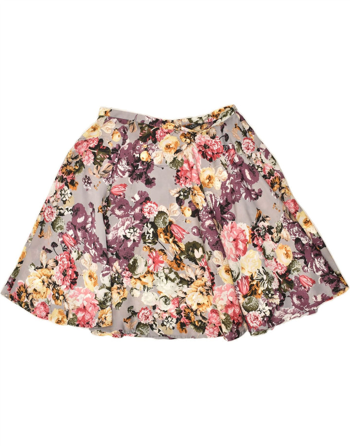 OVS Womens A-Line Skirt IT 44 Medium W30  Grey Floral Polyester | Vintage OVS | Thrift | Second-Hand OVS | Used Clothing | Messina Hembry 