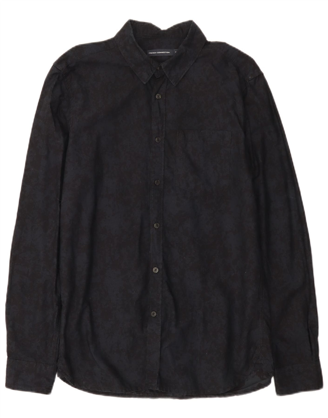 French Connection Mens Shirt Small Black Tie Dye Cotton