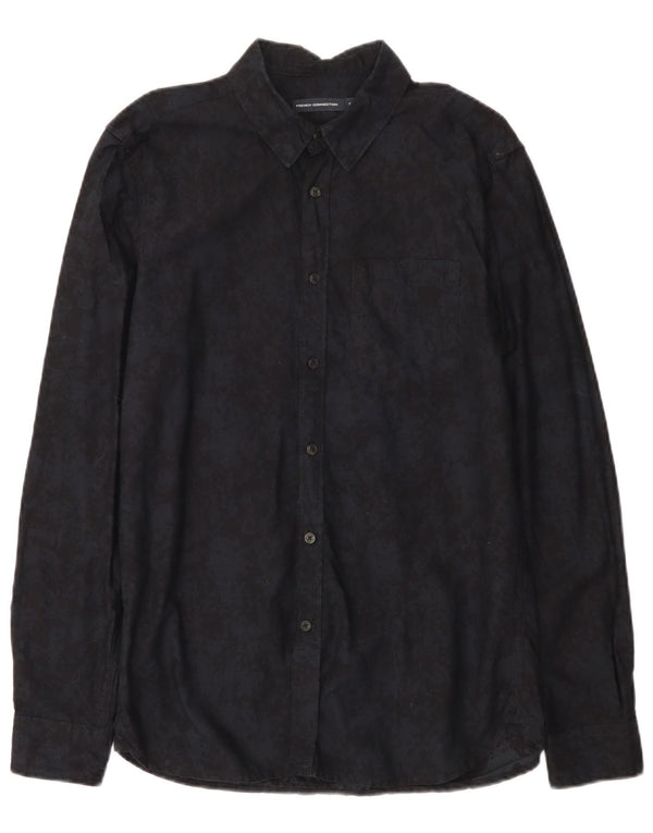 French Connection Mens Shirt Small Black Tie Dye Cotton