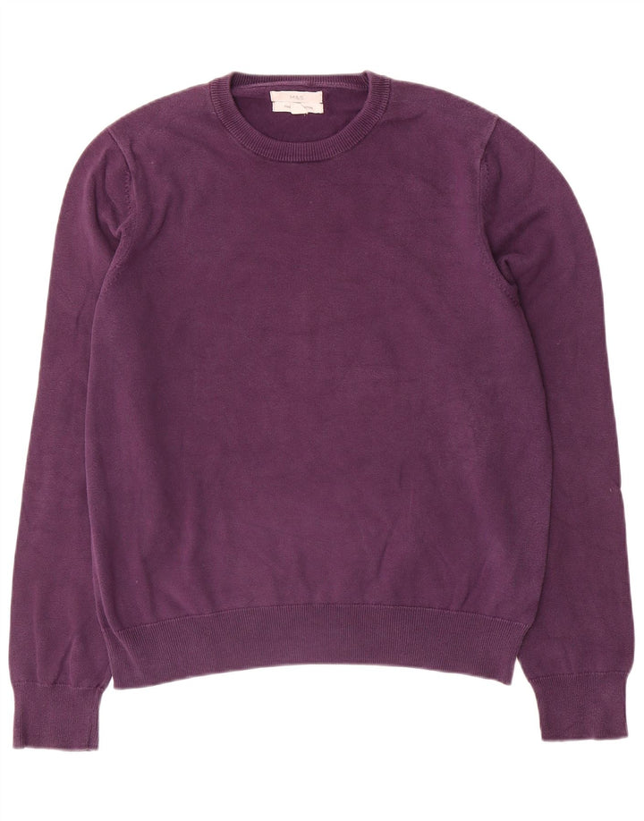 Marks & Spencer Mens Crew Neck Jumper Sweater Large Purple Cotton