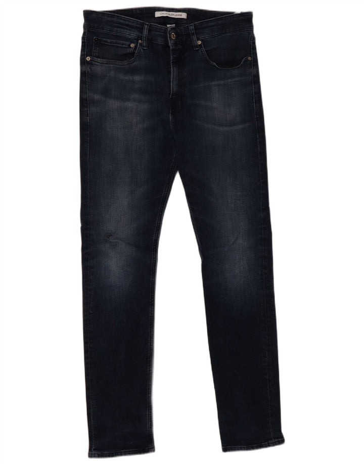 CALVIN KLEIN Mens Slim Jeans W33 L32 Navy Blue Cotton