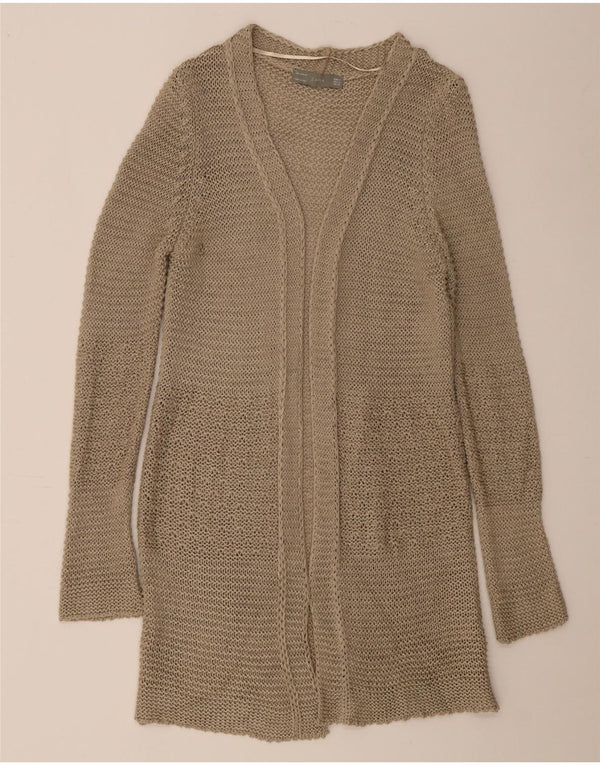 Zara Womens Oversized Longline Open Cardigan Sweater UK 14 Medium Beige