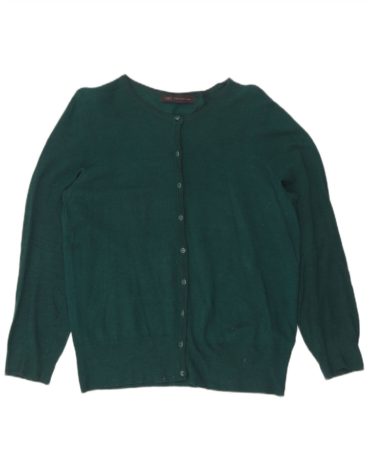 Marks & Spencer Womens Cardigan Sweater UK 12 Medium  Green Viscose
