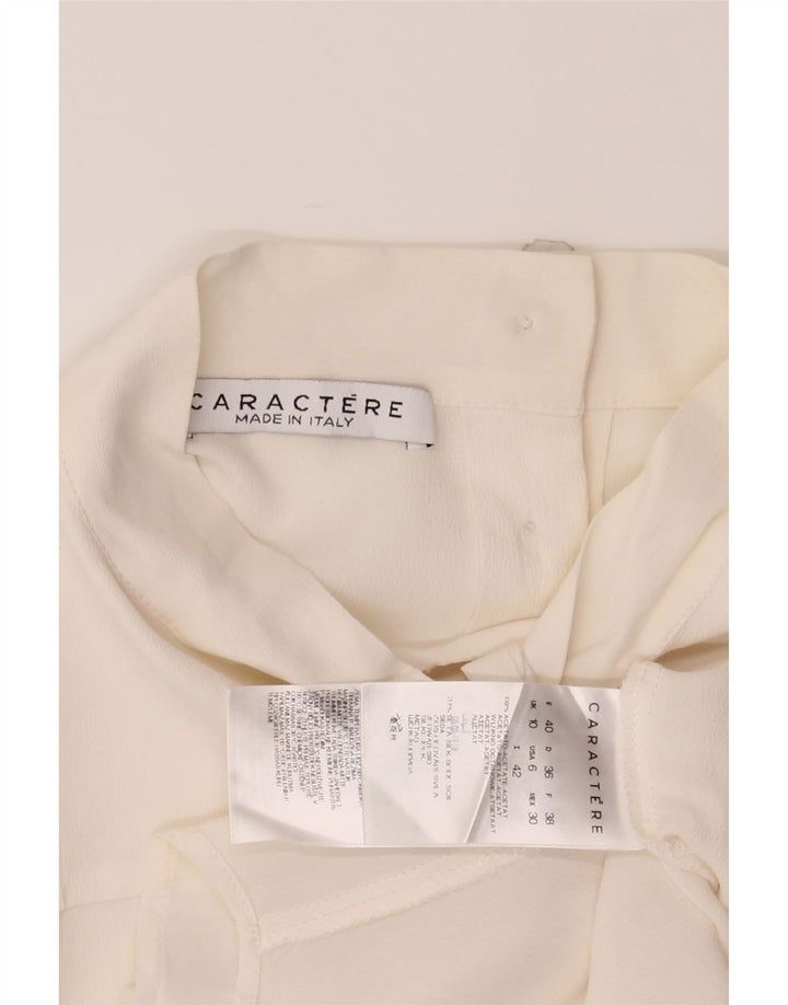 CARACTERE Womens Front Tie Shirt Blouse UK 10 Small  White Acetate