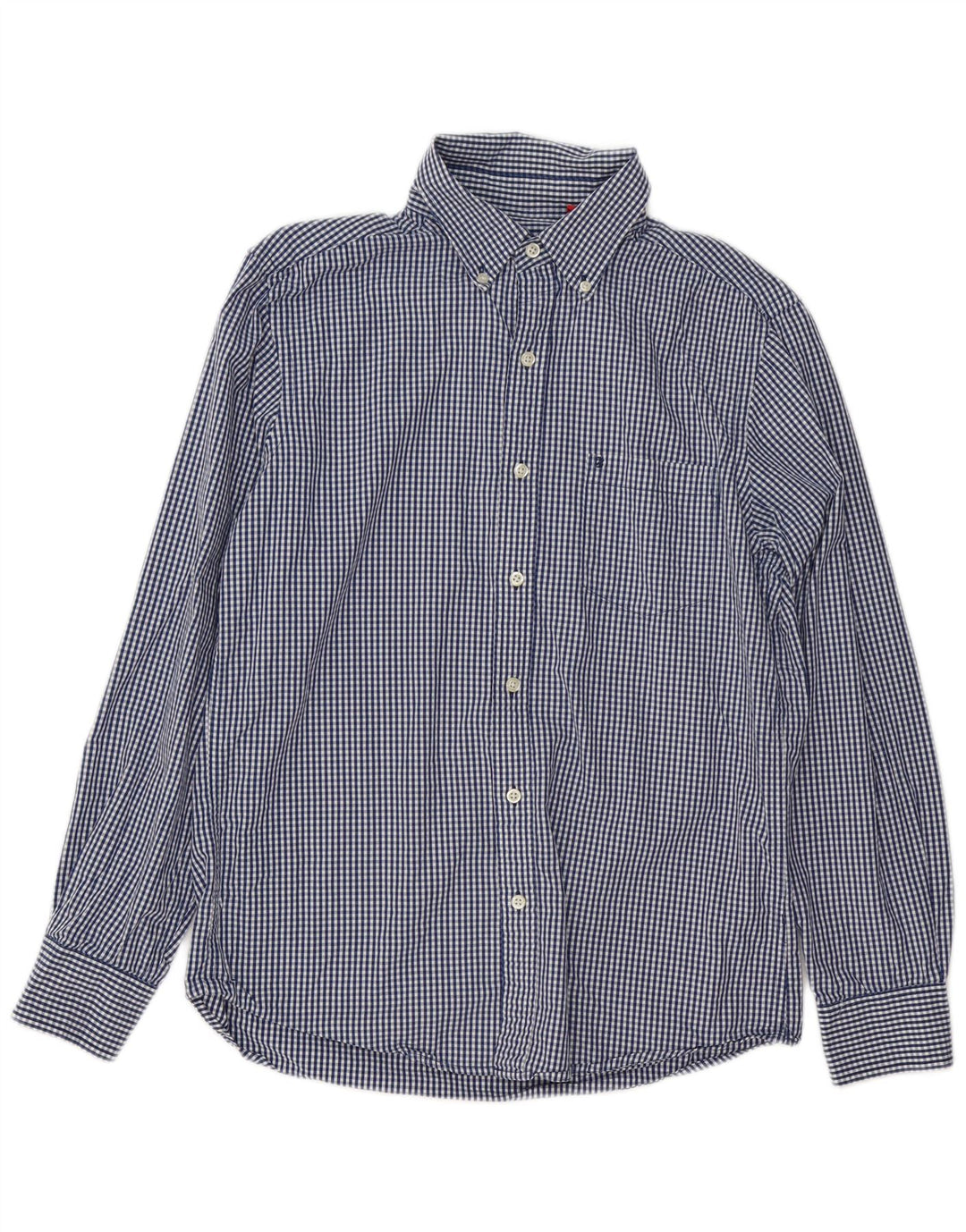 Izod Herren Coupe Ajustee Slim Fit Hemd aus mittelblauer Gingham-Baumwolle