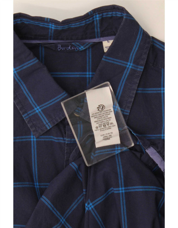 Camisa de hombre Boden de algodón a cuadros azul marino grande