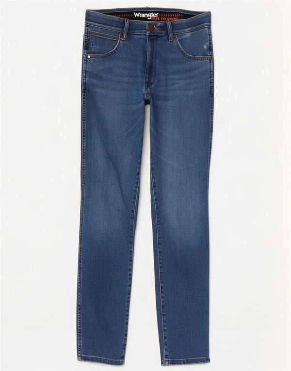 Blugi conici Wrangler pentru femei Larston Slim W30 L32 Bumbac albastru