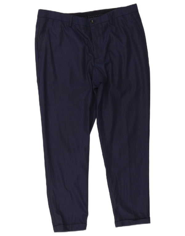 Zara Mens Slim Chino Trousers EU 44 Large W34 L27 Navy Blue