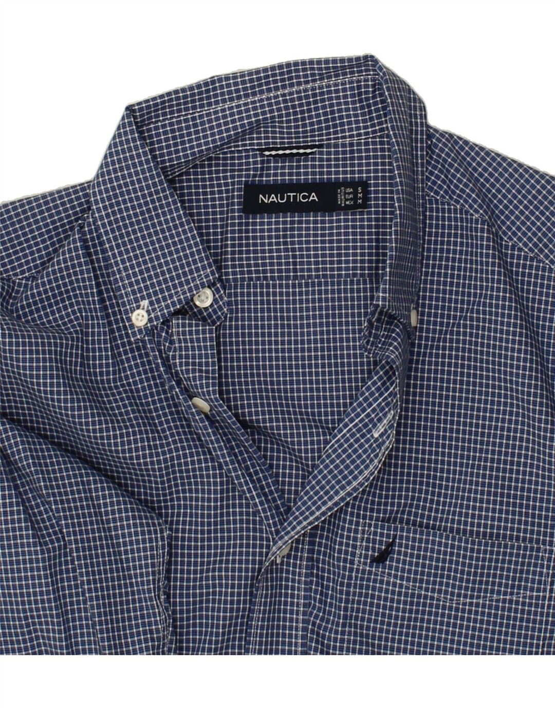 NAUTICA Mens Shirt Small Navy Blue Check Cotton Vintage Nautica and Second-Hand Nautica from Messina Hembry 