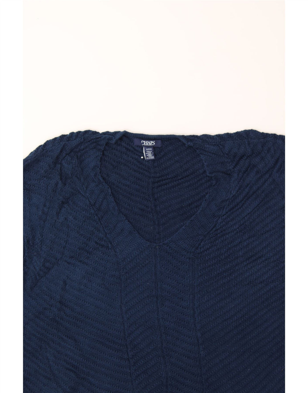 CHAPS Womens Oversized V-Neck Jumper Sweater UK 10 Small Navy Blue Cotton Vintage Chaps and Second-Hand Chaps from Messina Hembry 