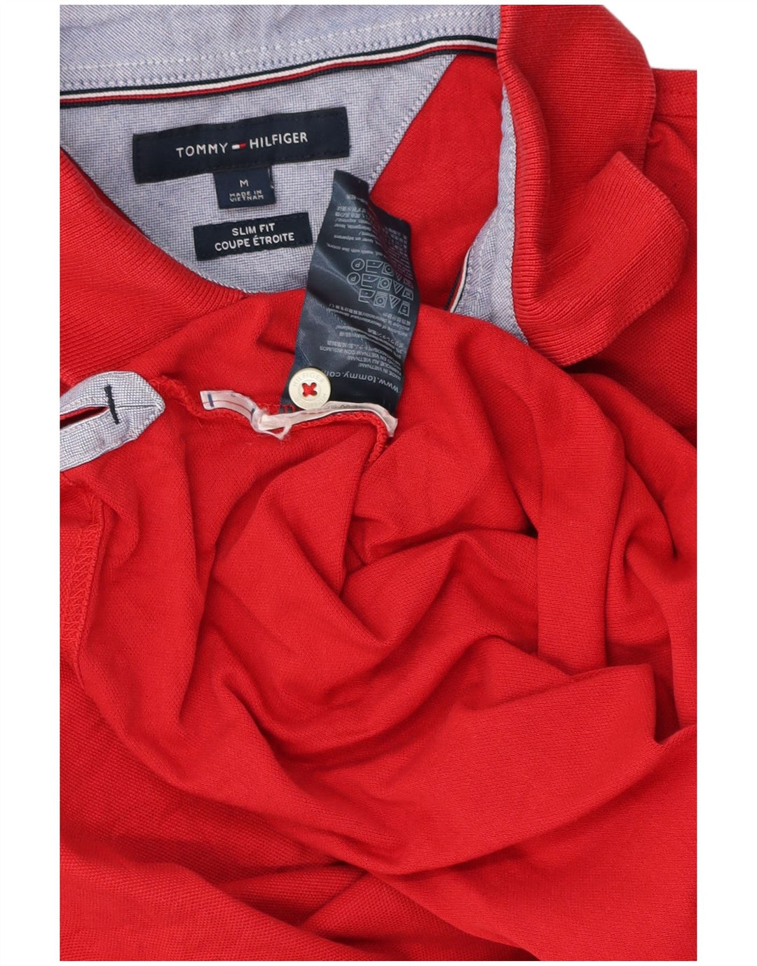 Tommy Hilfiger Mens Slim Fit Polo Shirt Medium Red Cotton