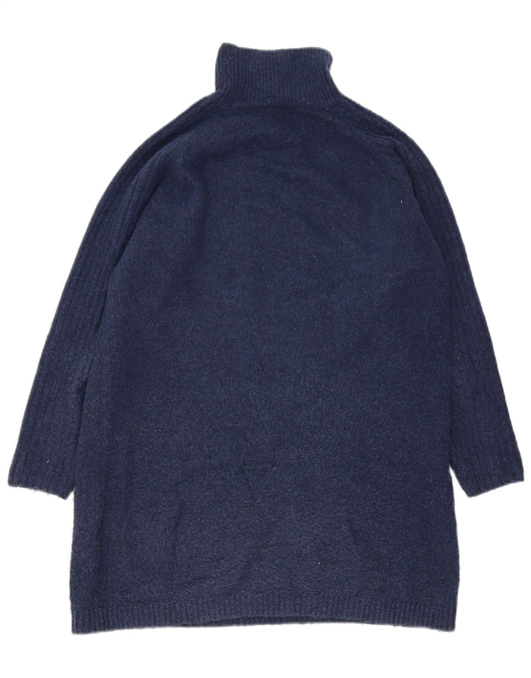 Marks & Spencer Womens Longline Roll Neck Jumper Sweater UK 10 Small Navy B
