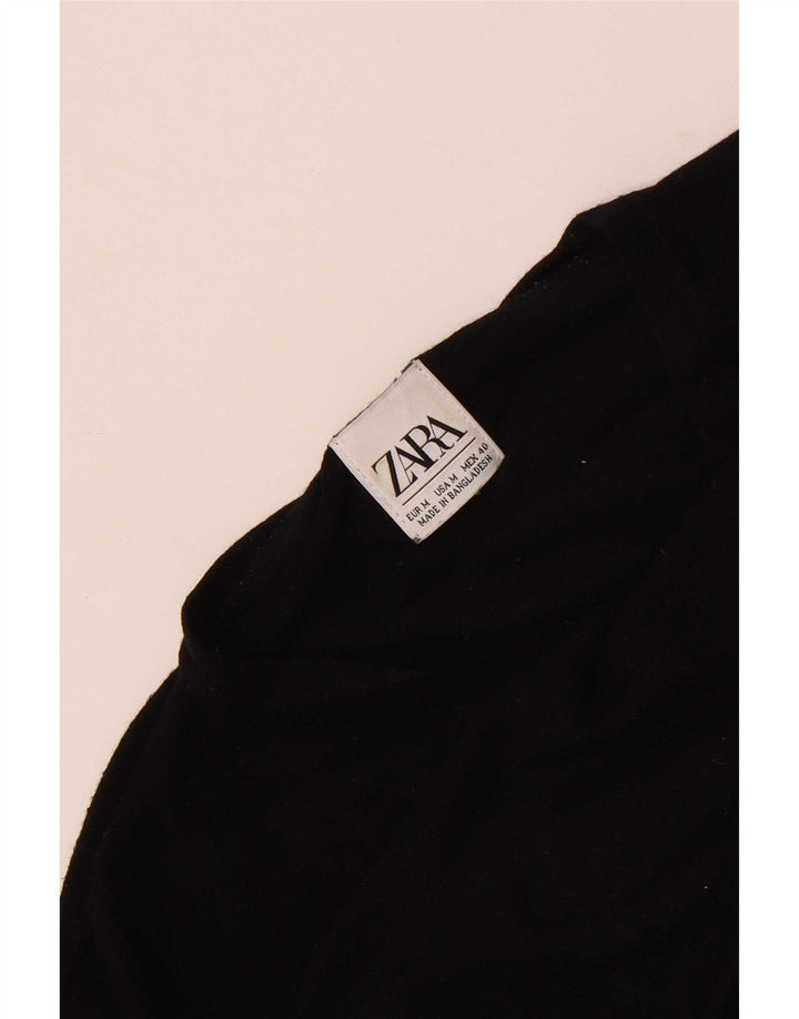 Zara Mens V-Neck Jumper Sweater Medium Black
