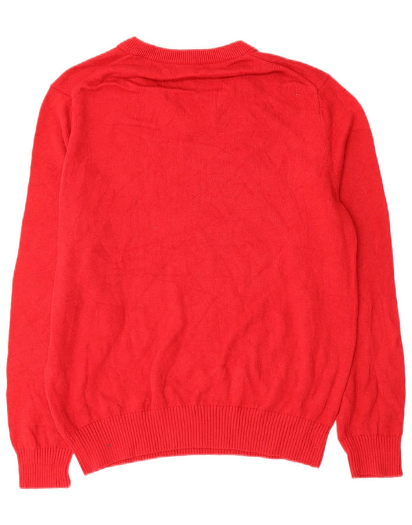 Nautica Mens V-Neck Jumper Sweater Medium Red Cotton