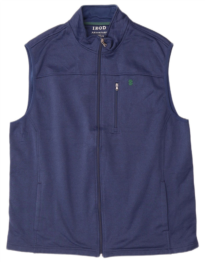 IZOD Mens Sleeveless Tracksuit Top Jacket XL Navy Blue Polyester