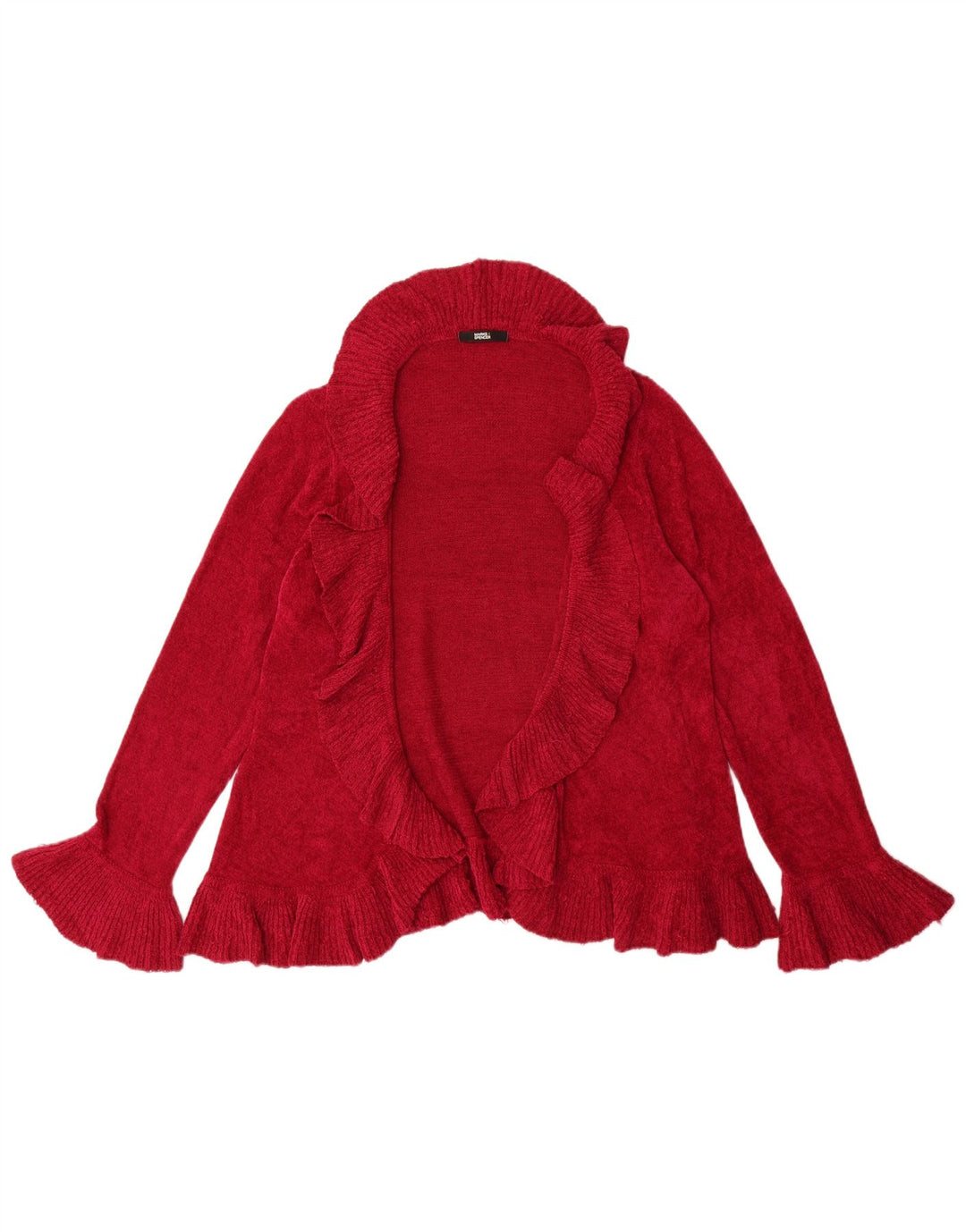 Marks & Spencer Womens Ruffle Open Cardigan Sweater UK 12 Medium Pink