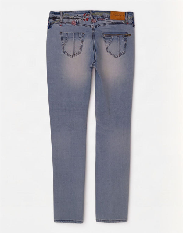 Desigual Jeans Skinny Gráfico Feminino W32 L32 Azul Floral