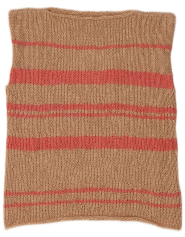 Canotta vintage da donna, canotta UK 12, marrone medio a righe