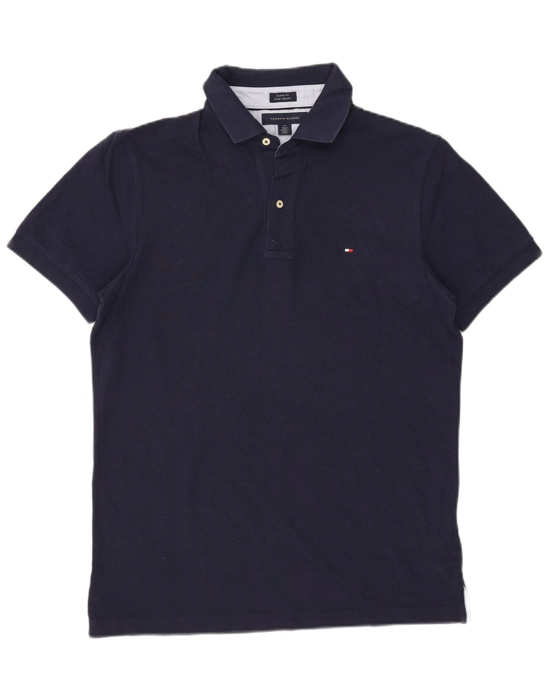 Tommy Hilfiger Mens Custom Fit Polo Shirt Medium Navy Blue Cotton