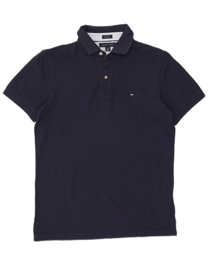 Tommy Hilfiger Mens Custom Fit Polo Shirt Medium Navy Blue Cotton