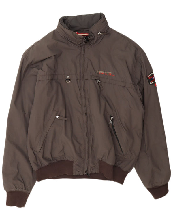 Cape Horn Mens Hooded Bomber Jacket UK 44 2XL Brown Polyamide
