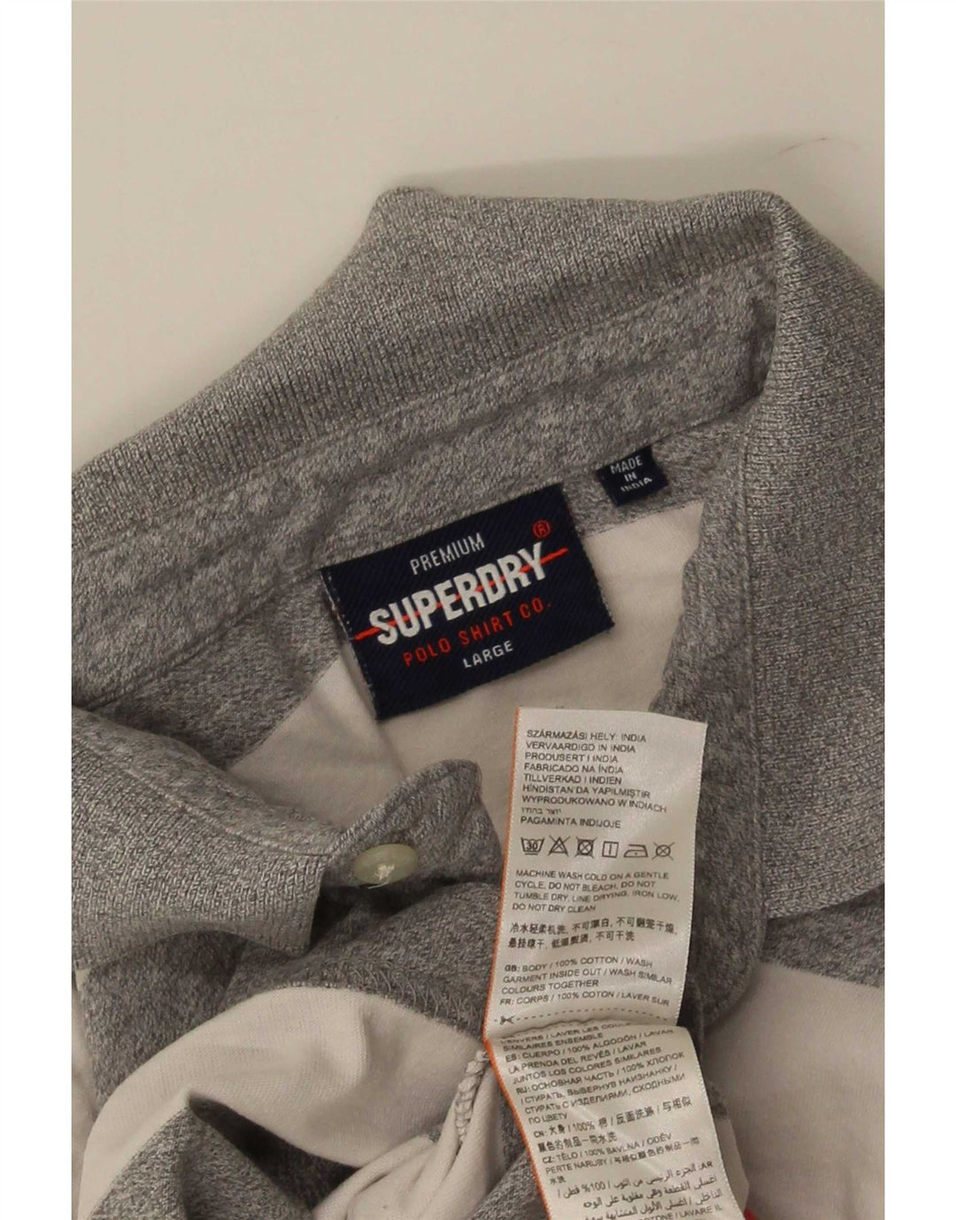 Polo da uomo Superdry in cotone a righe grandi grigie