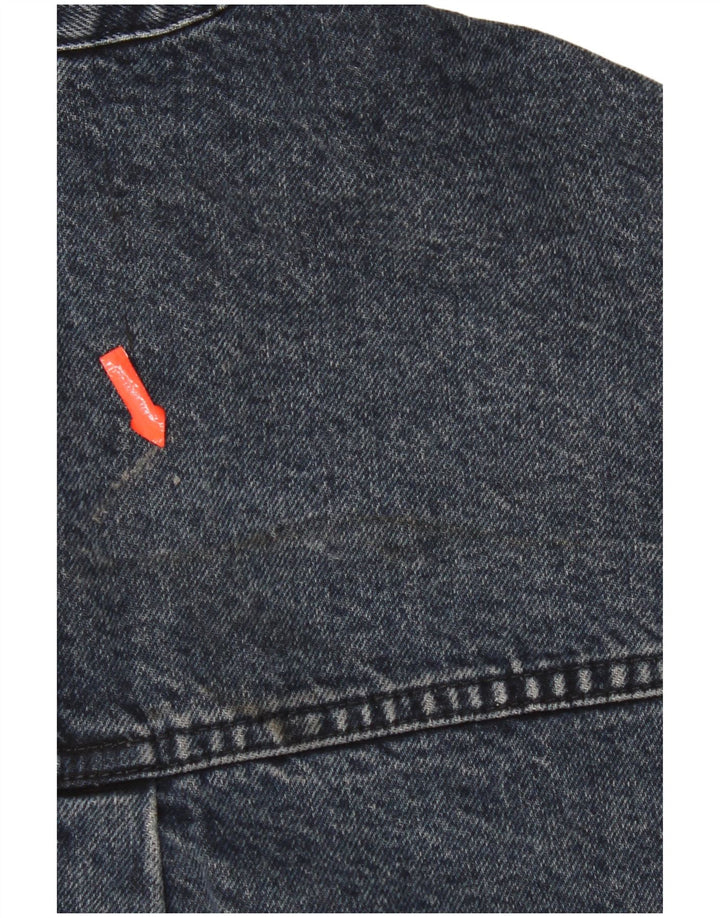 Zara Womens Crop Oversized Denim Jacket UK 14 Medium Navy Blue Cotton