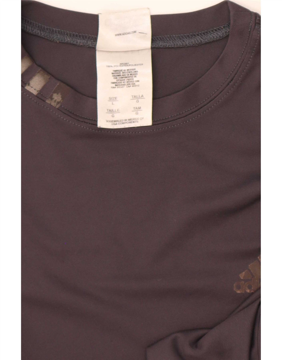 Adidas Hombre Camiseta Top Grande Gris Poliéster