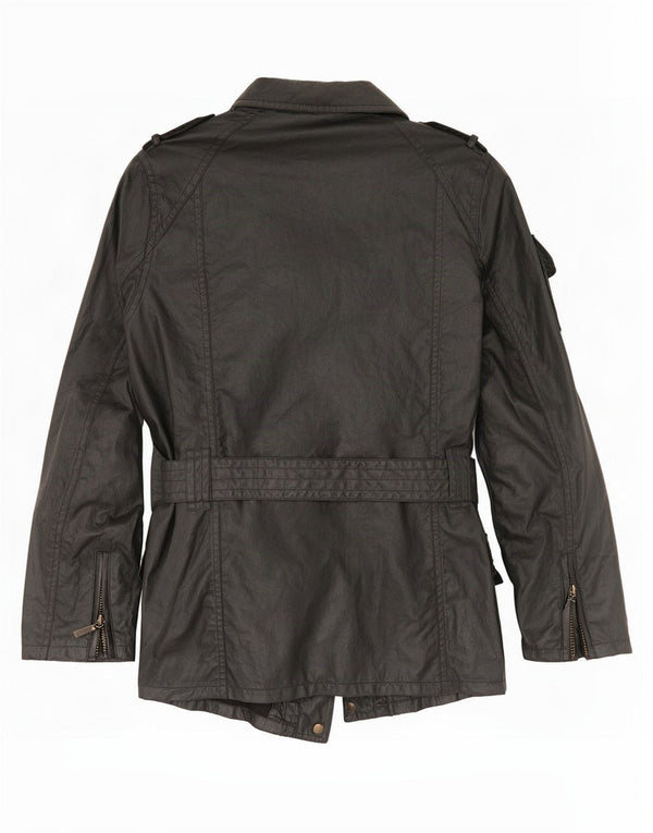 Giacca militare da donna in ecopelle Barbour UK 14 grande poliestere nero