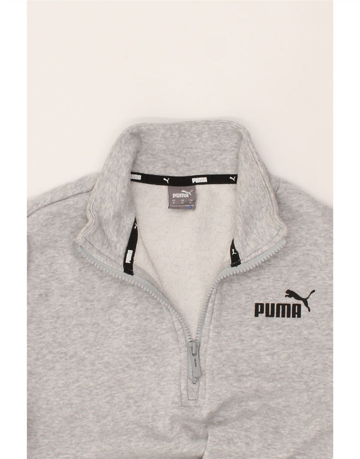PUMA Womens Zip Neck Sweatshirt Jumper UK 14 Medium Grey Cotton Vintage Puma and Second-Hand Puma from Messina Hembry 