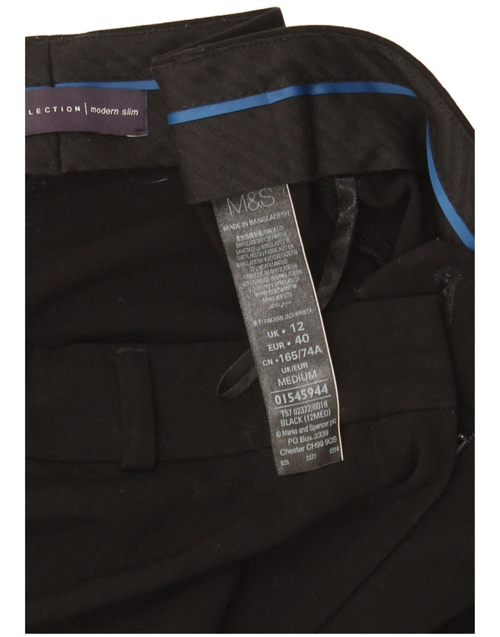 Marks & Spencer Womens Slim Chino Trousers UK 12 Medium W32 L29 Black