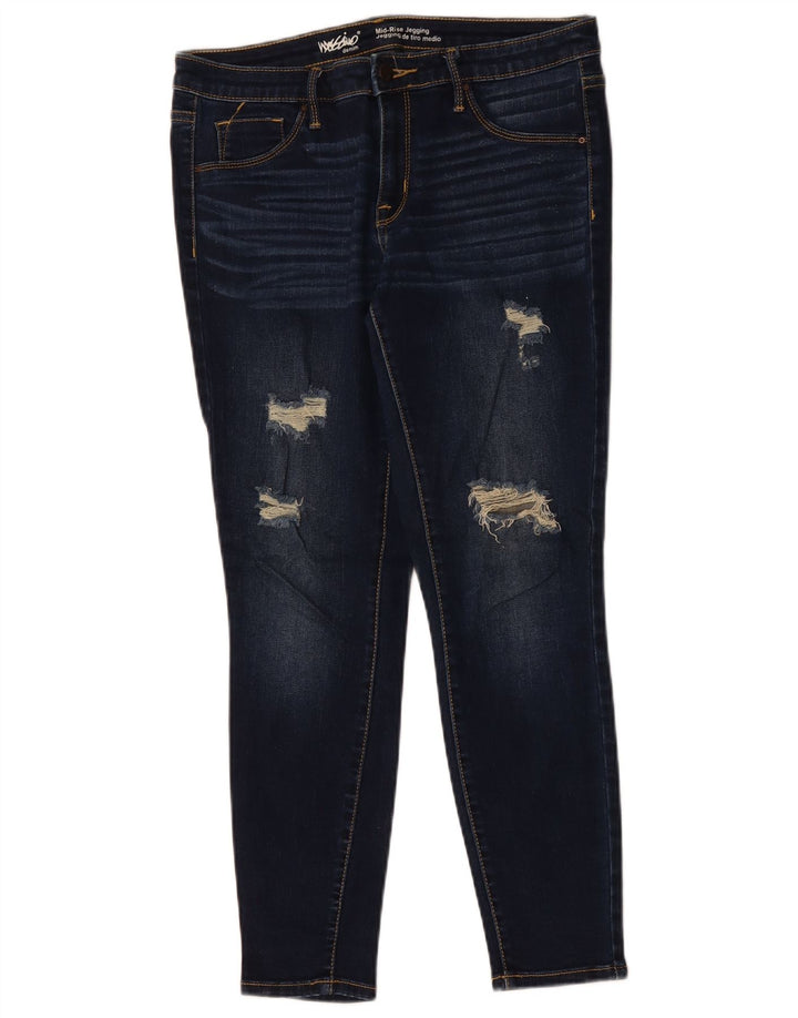 MOSSIMO Womens Distressed Mid Rise Skinny Jeans US 10 Medium W30 L27 Blue