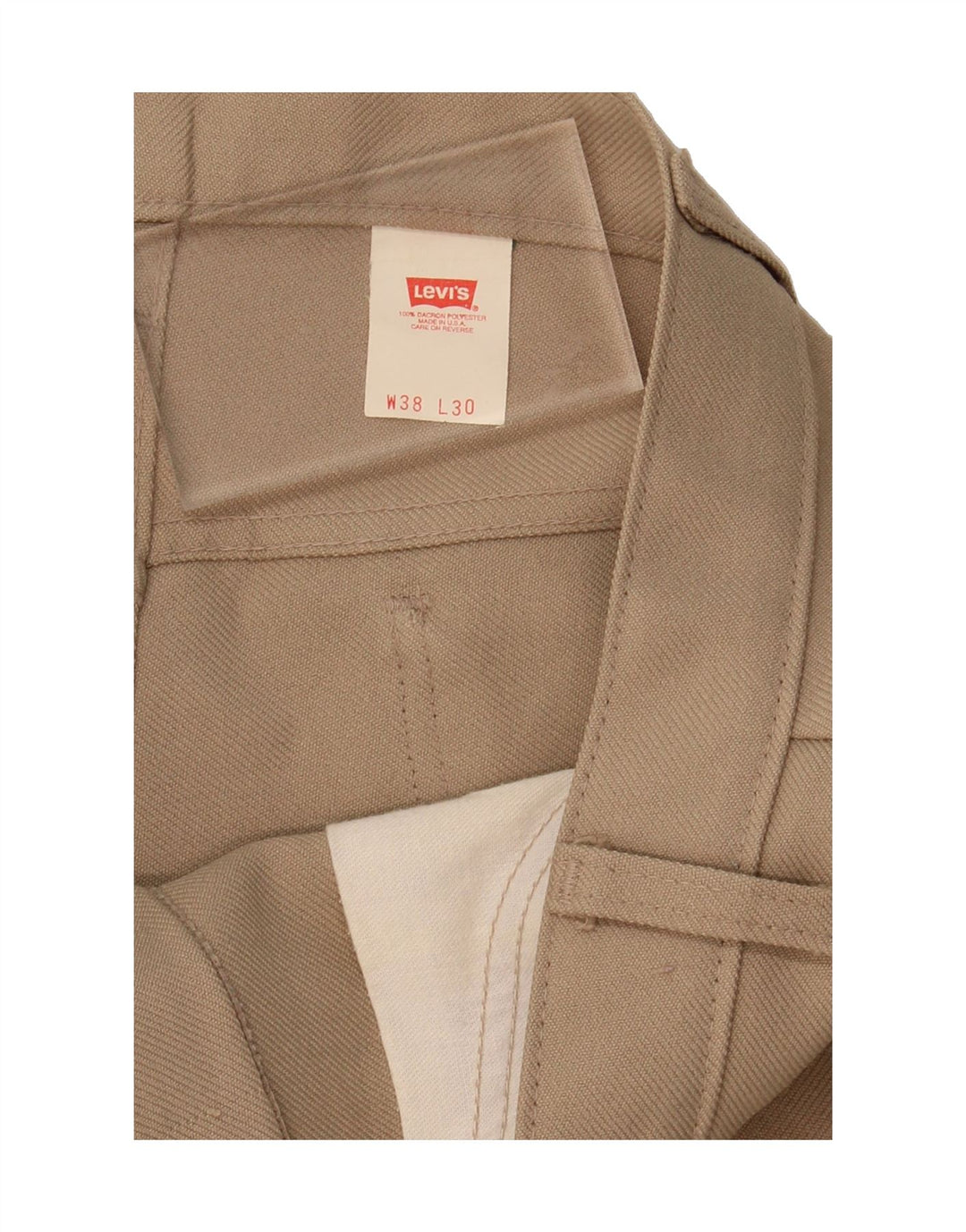 LEVI'S Mens Straight Casual Trousers W38 L30 Beige Polyester Vintage Levi's and Second-Hand Levi's from Messina Hembry 