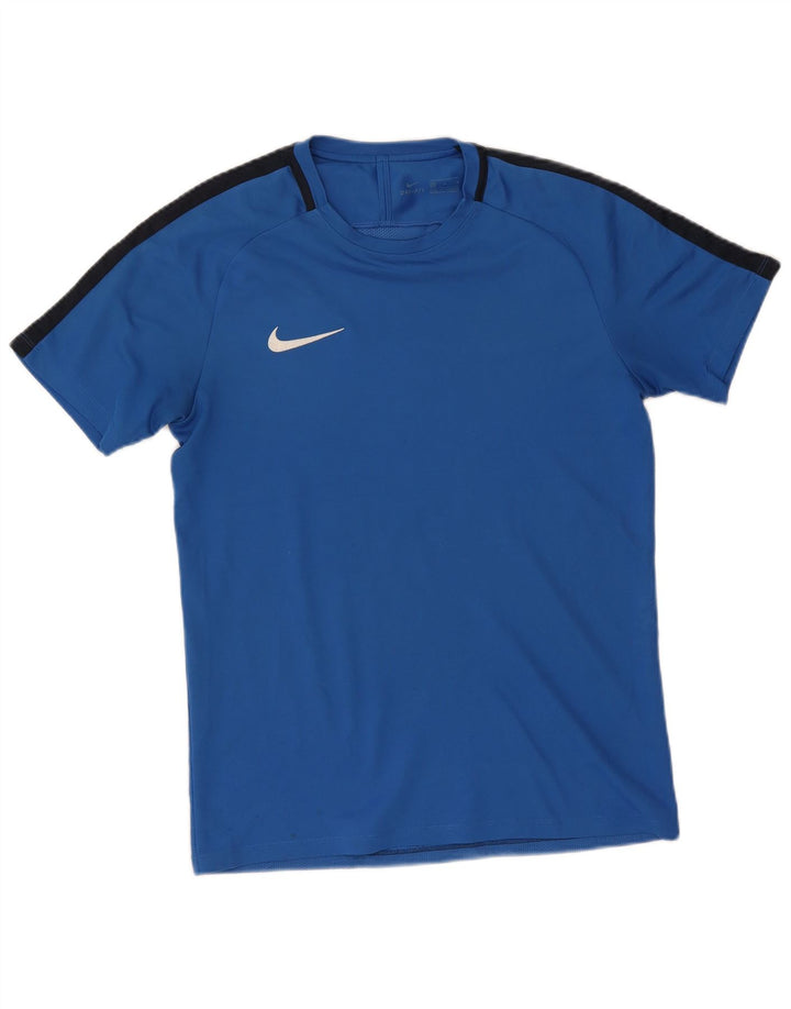 Nike Herre Dri Fit T-shirt Top Medium Blue Colourblock Polyester