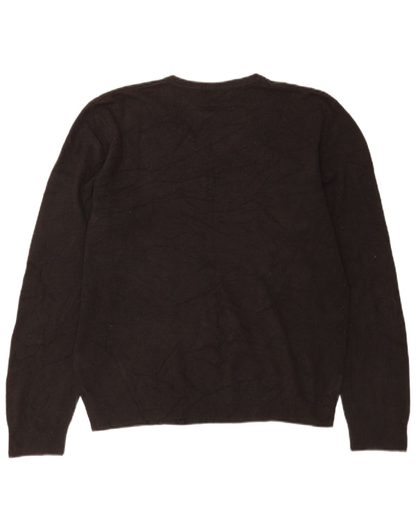 Marks & Spencer Mens Blue Harbour V-Neck Jumper Sweater Large Black Acrylic