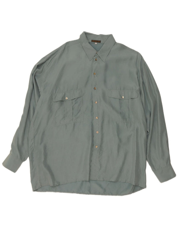 Vintage Mens Shirt XL Green Silk