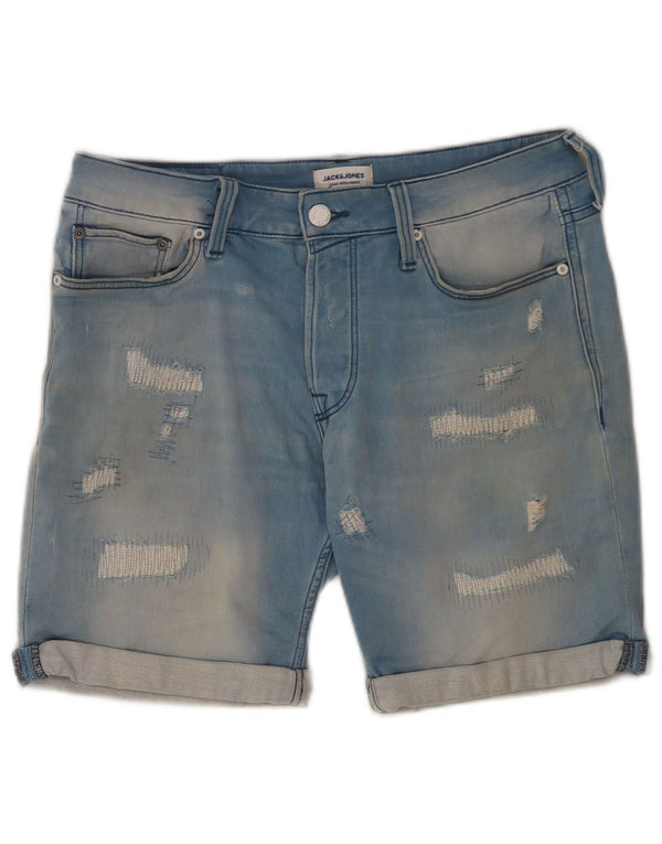 Jack & Jones Мужские джинсовые шорты с потертостями, маленькие W29, синие, хлопок