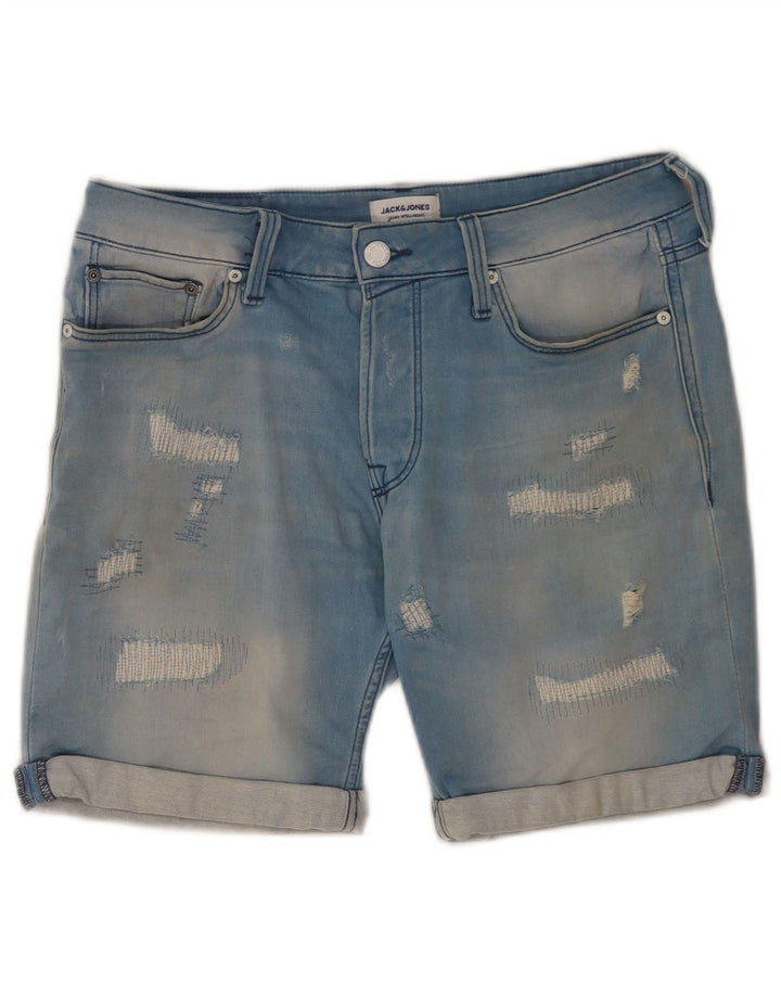 Jack & Jones Мужские джинсовые шорты с потертостями, маленькие W29, синие, хлопок