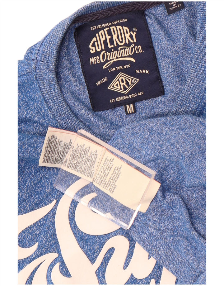 Superdry Mens Graphic T-Shirt Top Medium Blue Flecked Cotton