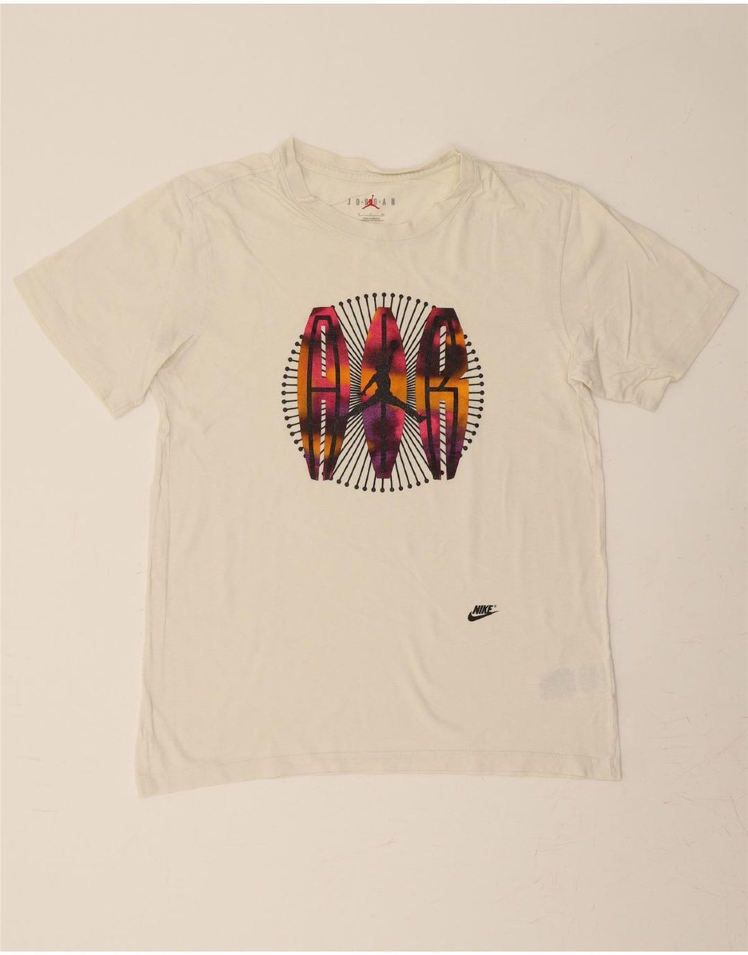 JORDAN Mens Graphic T-Shirt Top Small White Cotton Vintage Jordan and Second-Hand Jordan from Messina Hembry 