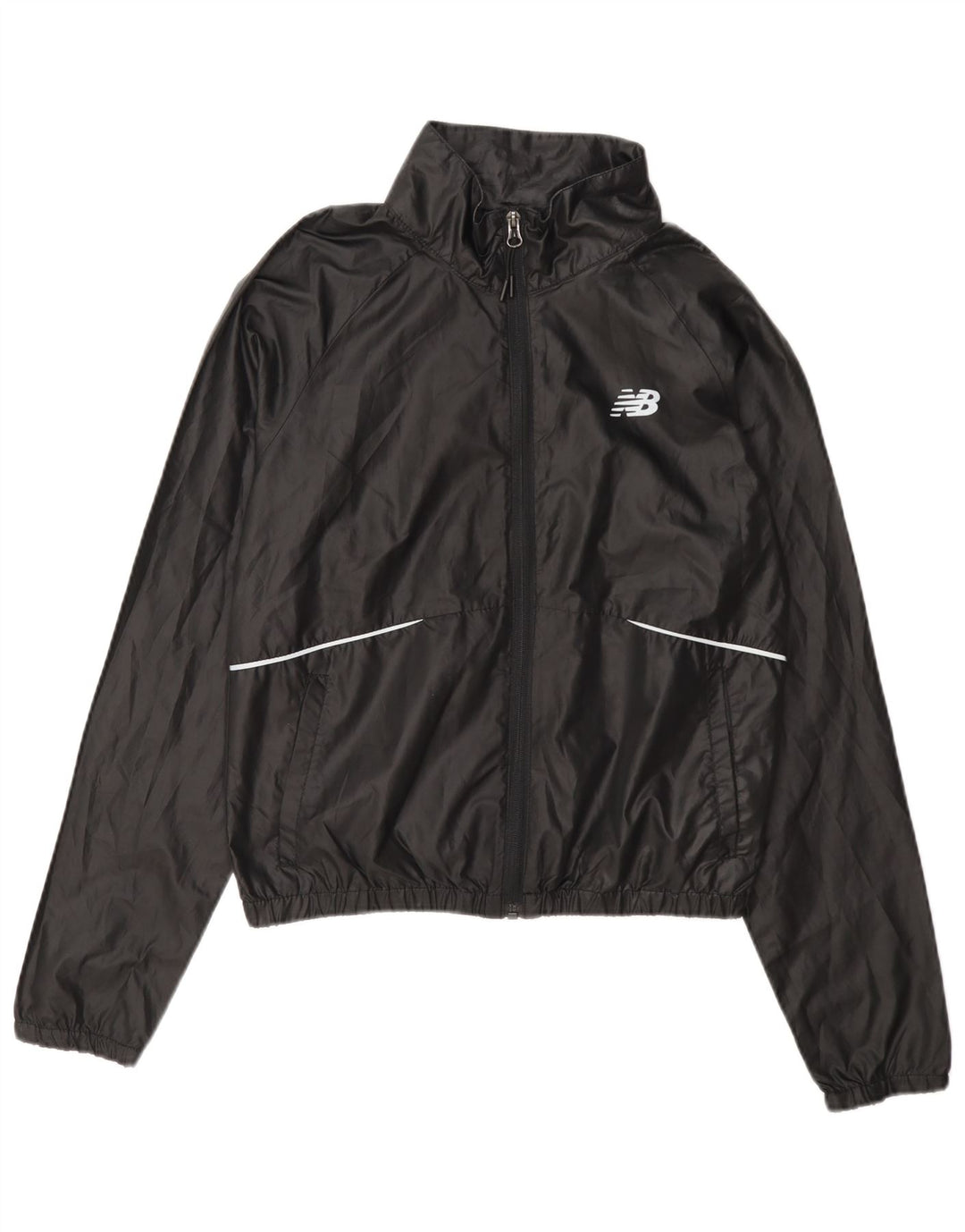 New Balance Womens Graphic Tracksuit Top Jacket UK 8 Small Black Polyester