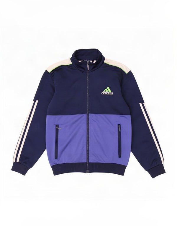 Adidas Boys Graphic Tracksuit Top Jacket 11-12 Years Navy Blue Colourblock
